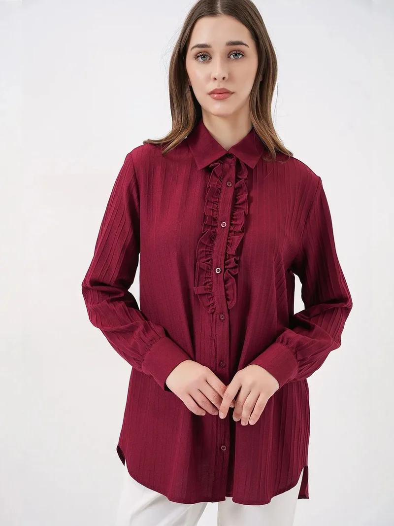 BDART Ruffle Detailed Textured Shirt
